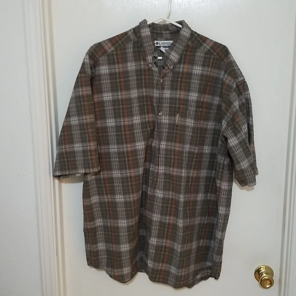 Men's Columbia sportswear casual button down plaid shirt. XXL brown. - Picture 3 of 3